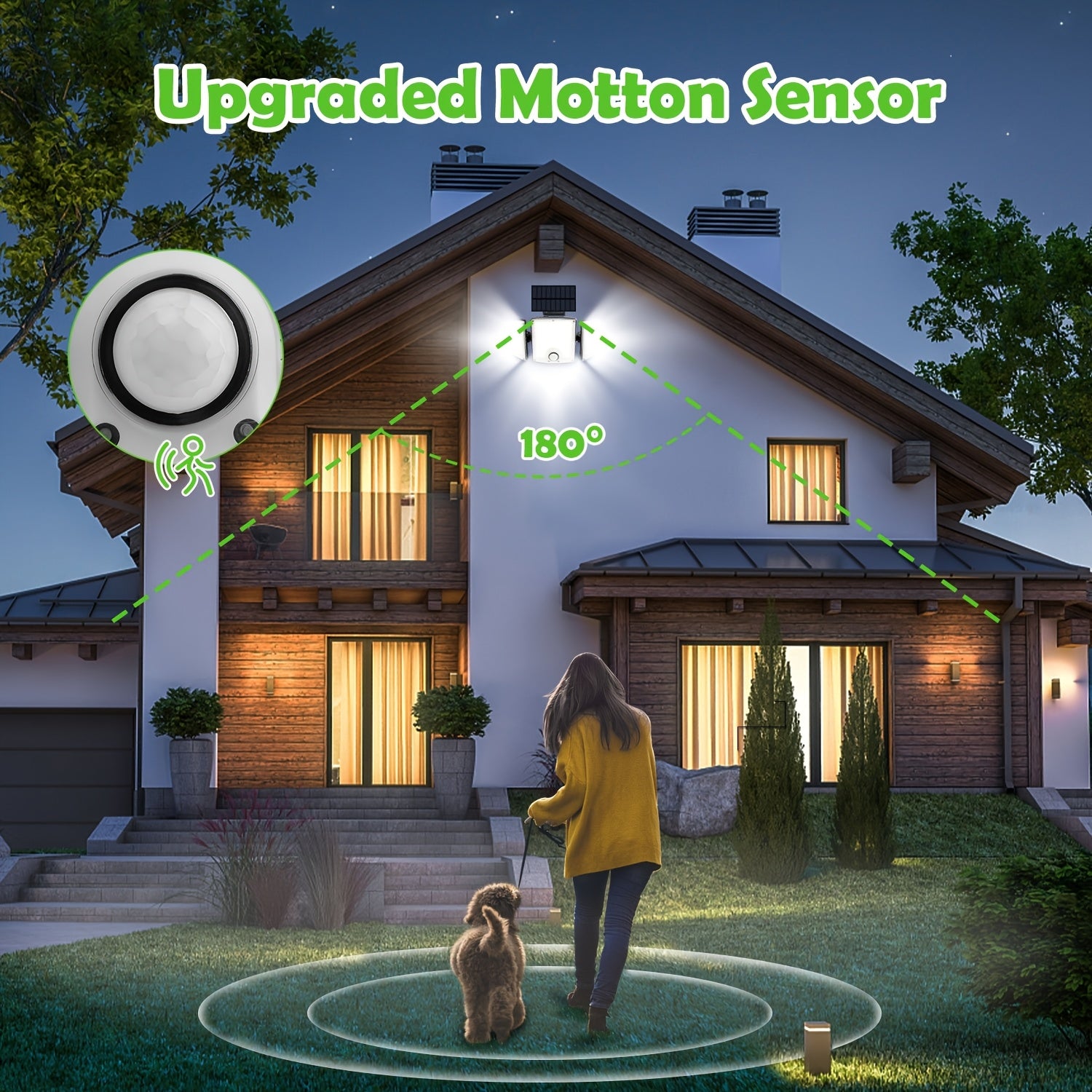 Luz solar LED con sensor de movimiento 4pcs | Para jardín, patio, garaje y seguridad exterior