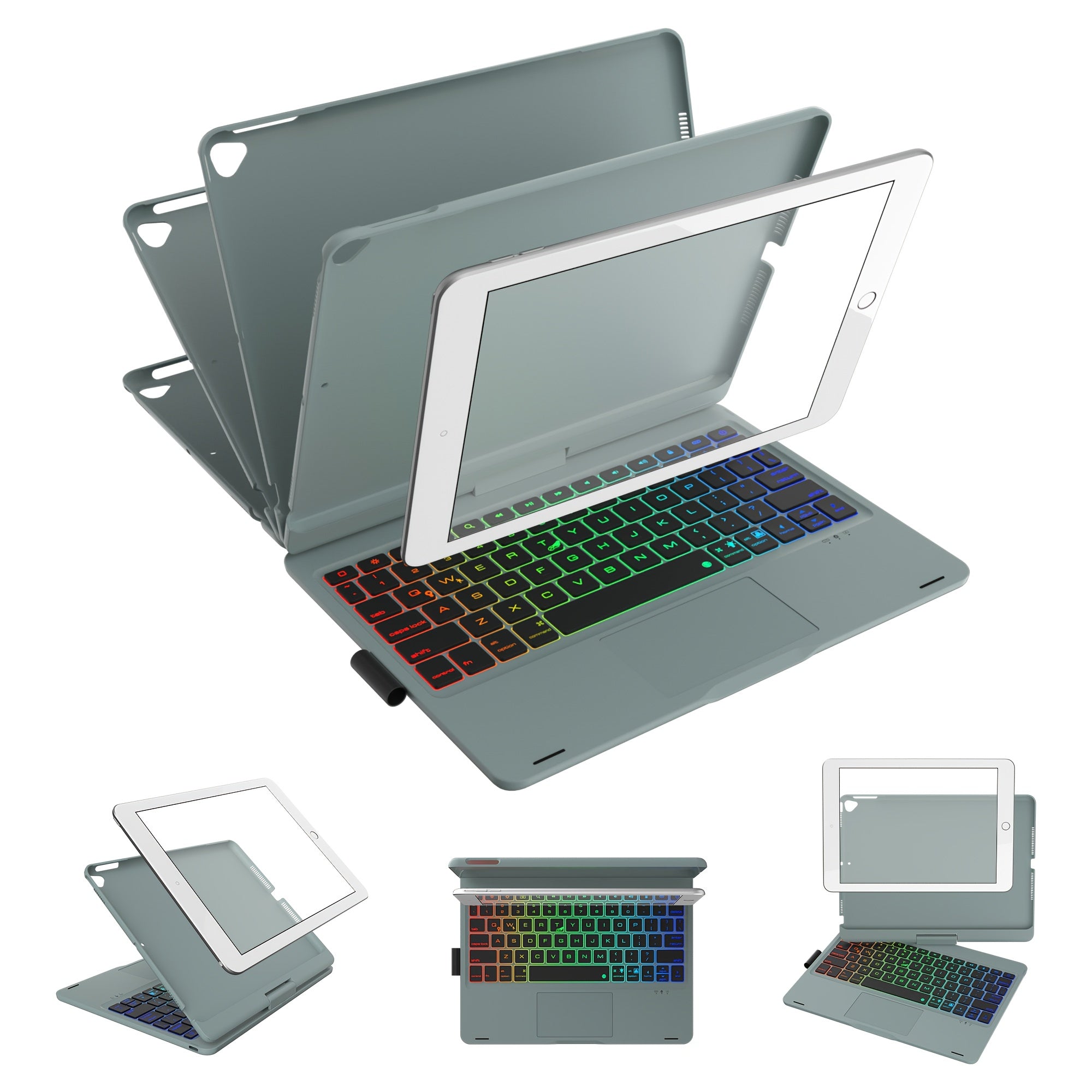 Funda con teclado giratorio para iPad para escritura, estudio y trabajo móvil