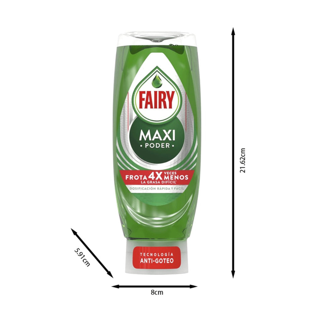 FAIRY Maxi Poder 900 ml Lavavajillas Liquido a Mano pack ahorro 2x450 ml Con Poder Antigrasa, Limpieza Facil Platos, Ollas Y Sartenes Mas Grasientas