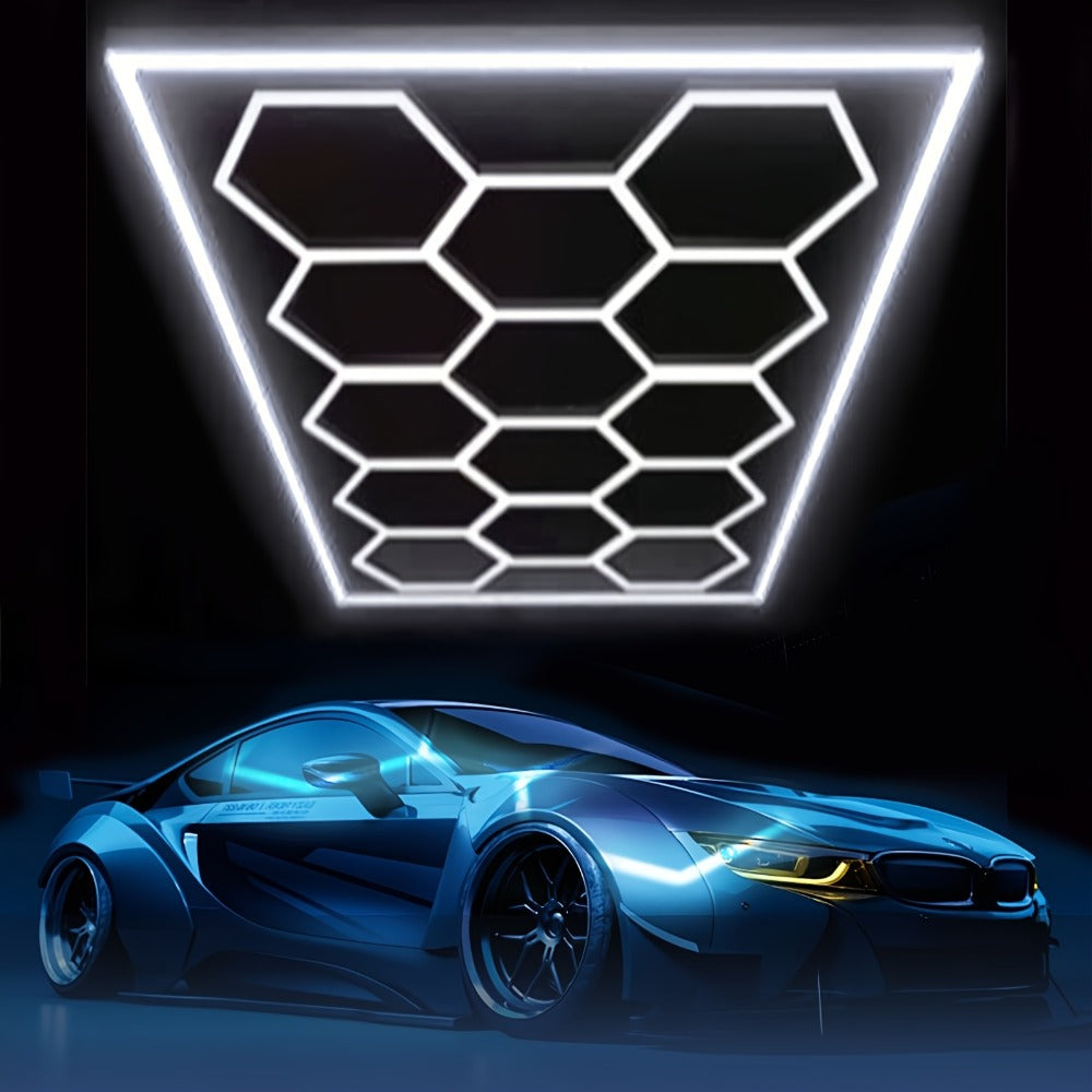 Luz LED para garaje | Paquete de 14 luces hexagonales tipo panal con marco, estilo moderno 680W 72420LM LED para lámpara de techo de garaje con