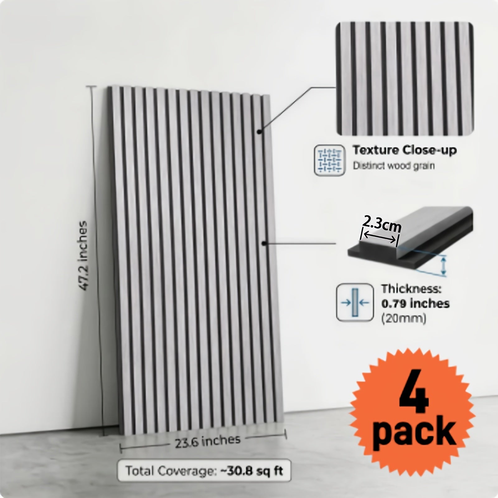 Paquete de 2/4 Paneles Acústicos Autoadhesivos, Tamaño 60*120 Cm, Fieltro Absorbente de Sonido, Diseñados Específicamente para Aislamiento Acústico y Reducción de Eco. Paneles de Pared Decorativos con Diseño de Grano de Madera, Adecuados para Decorar las