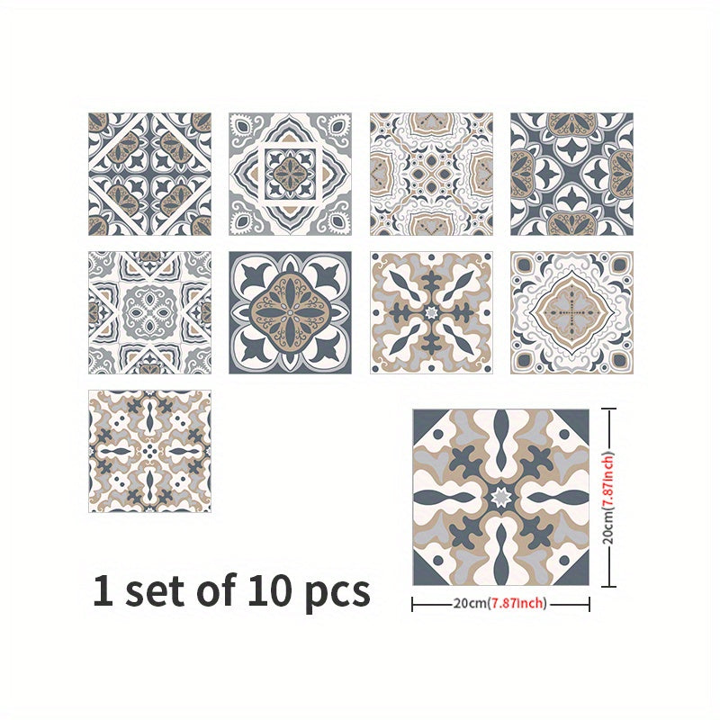 10 piezas, Pegatinas de Azulejos Impermeables para Baño, Inodoro y Sala de Estar - Antideslizantes, Autoadhesivas, Resistentes al Aceite y Fáciles de Colocar - Ideales para Crear un Suelo Elegante y Duradero