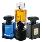 Juego de Perfume para Hombre de Cuatro Botellas, 190 ml en Total, Notas Amaderadas Clásicas y Notas de Frutas Frescas, Fragancia de Larga Duración, Colonia de Larga Duración para Hombre, Adecuado para Uso Diario y de Fiesta, Ambiente para Citas, Embalaje