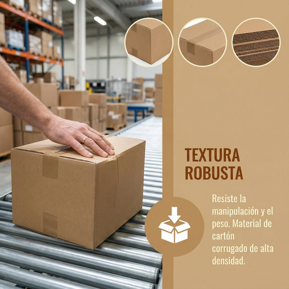 Caja de cartón marrón ondulado (Pack de 12-20 unidades) – 5 tamaños disponibles – Embalaje resistente para envíos y mudanzas – Fabricado en España