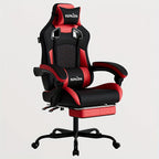 Silla Gaming, Silla Esports, Silla Gaming Ergonómica con Reposapiés, Silla Gaming de Carreras con Reposacabezas Ajustable, Silla de Ordenador con Altura Ajustable y Soporte Lumbar, Adecuada para Oficina en Casa y Gaming, Beige, Azul, Negro, Rojo, Naranja