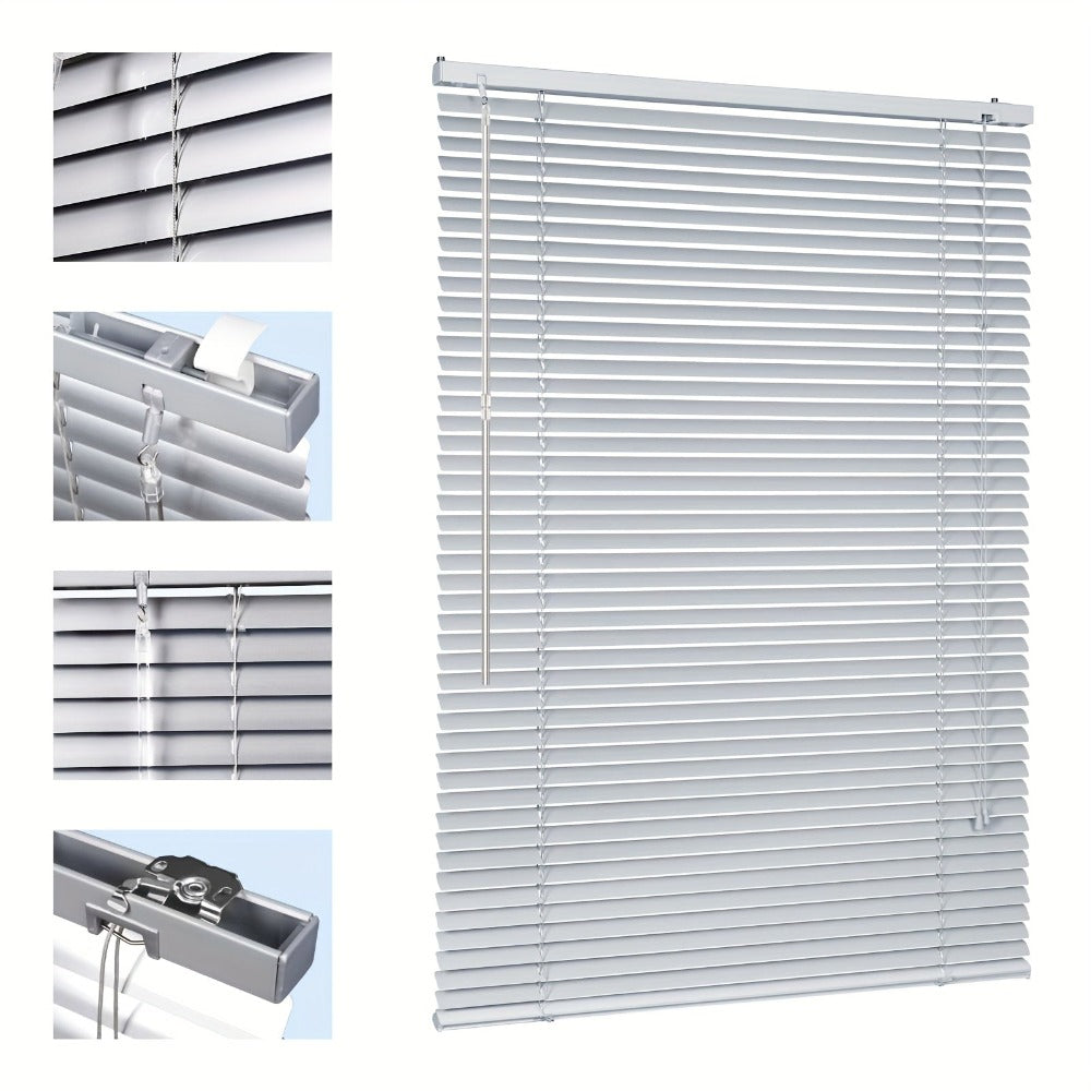 Persiana veneciana Sekey Klemmfix para ventanas, de suspensión libre, lamas de aluminio de 25 mm, con perforación, incluye material de montaje, persiana de aluminio, sin perforación