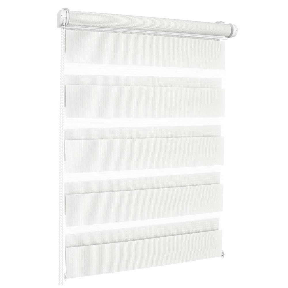 Cortina Opaca Día y Noche - BLANCA - 32 Tamaños - BOJANEK DÍA Y NOCHE - No Invade la Ventana, Instalación Sin Taladrar, Ajuste de Cadena, Soportes Ajustables para Diferentes Grosores de Ventana, Diseño Moderno, Protección Contra la Luz y la Privacidad, Id