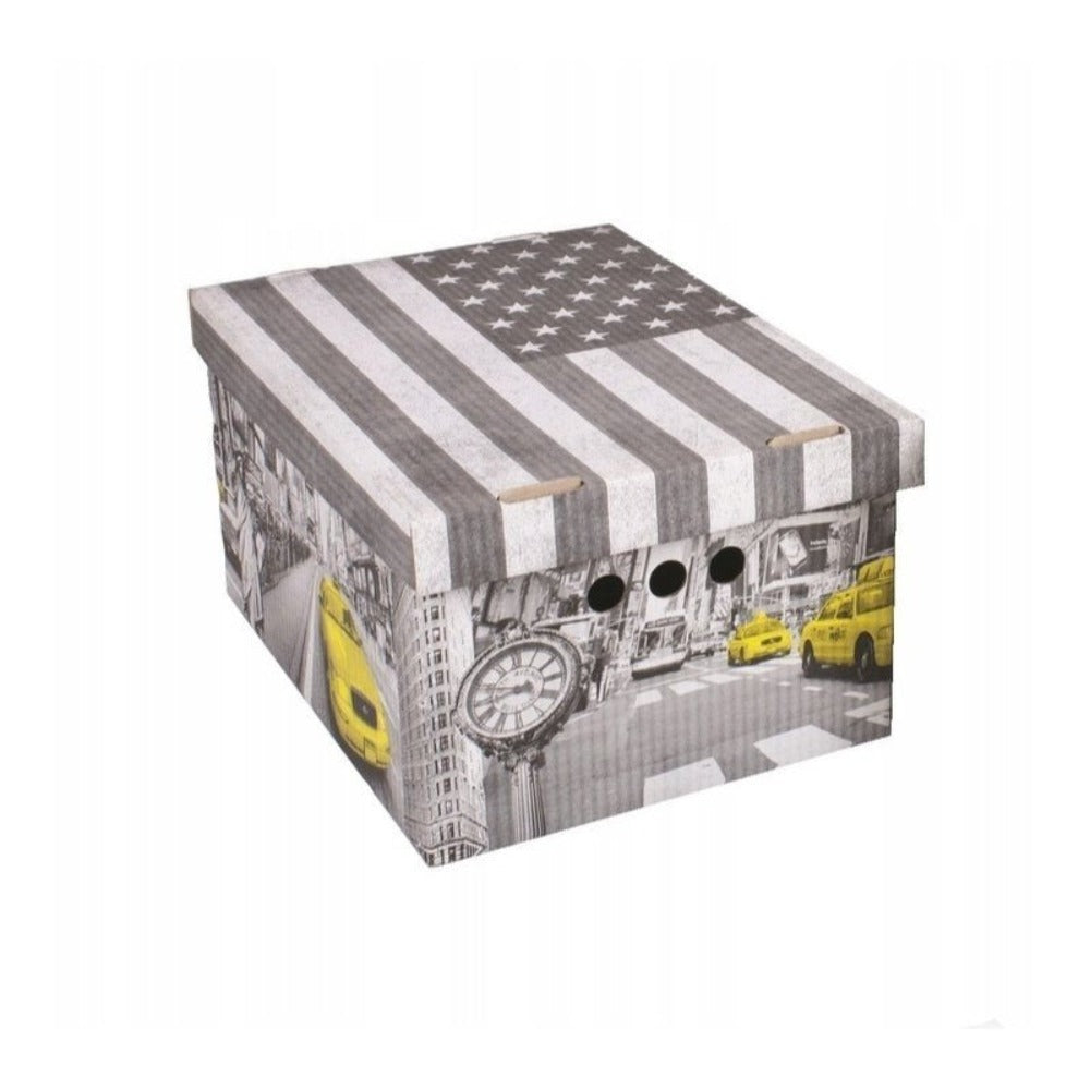 Caja de almacenamiento decorativa de cartón, 1 pieza, con estampado, para ropa, artículos pequeños, documentos, ideal para hogar, oficina o armario, dimensiones: 35x26.3x18.6 cm