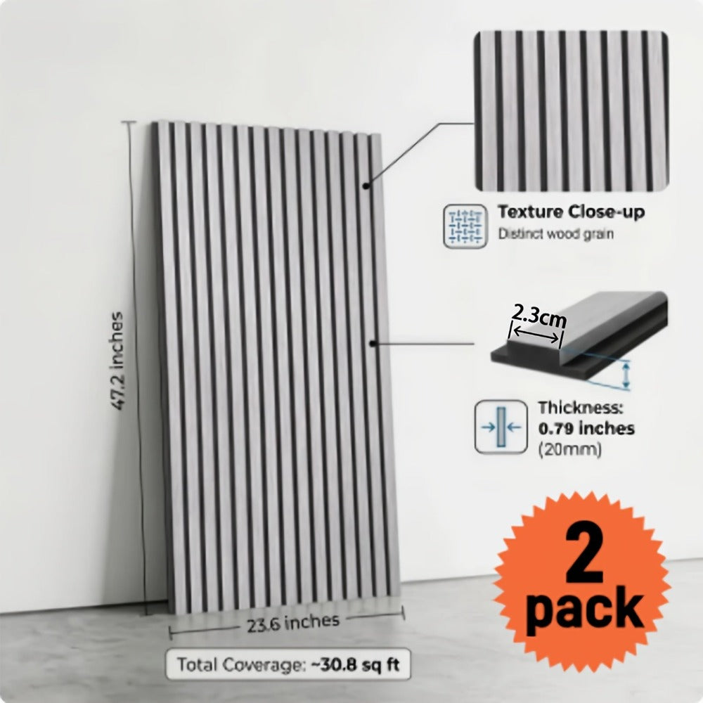 Paquete de 2/4 Paneles Acústicos Autoadhesivos, Tamaño 60*120 Cm, Fieltro Absorbente de Sonido, Diseñados Específicamente para Aislamiento Acústico y Reducción de Eco. Paneles de Pared Decorativos con Diseño de Grano de Madera, Adecuados para Decorar las