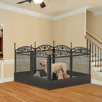 Parque de juegos resistente para perros de 8 paneles: Valla de metal para cachorros y perros, apta para uso en interiores y exteriores, recinto de ejercicio plegable para mascotas con almohadilla, ideal para partos y entrenamiento, incluye puerta, adecuad