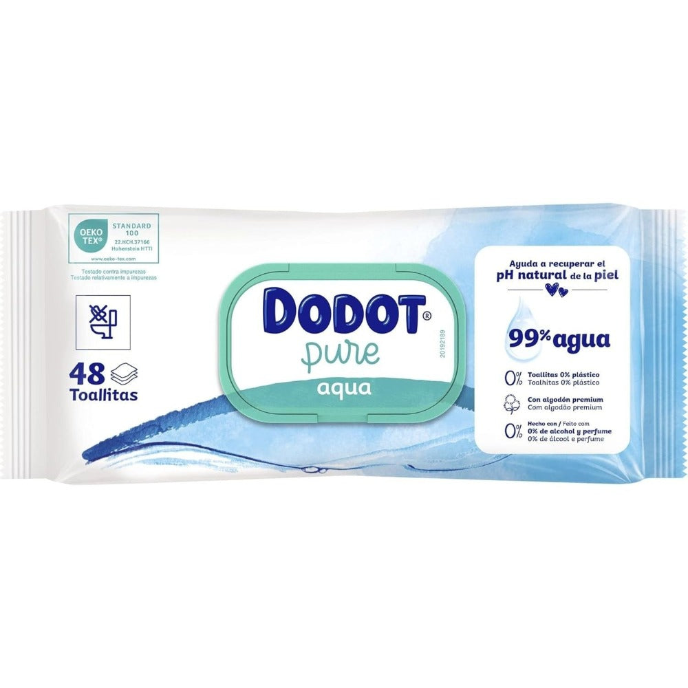 Toallitas Dodot Aqua Pure Para Bebé. 672 Toallitas - 14 Pack De 48 Unidades. Ayuda A Restaurar El PH Natural De La Piel, 99% Agua, Sin plástico. Toallitas doodot Aqua Pure