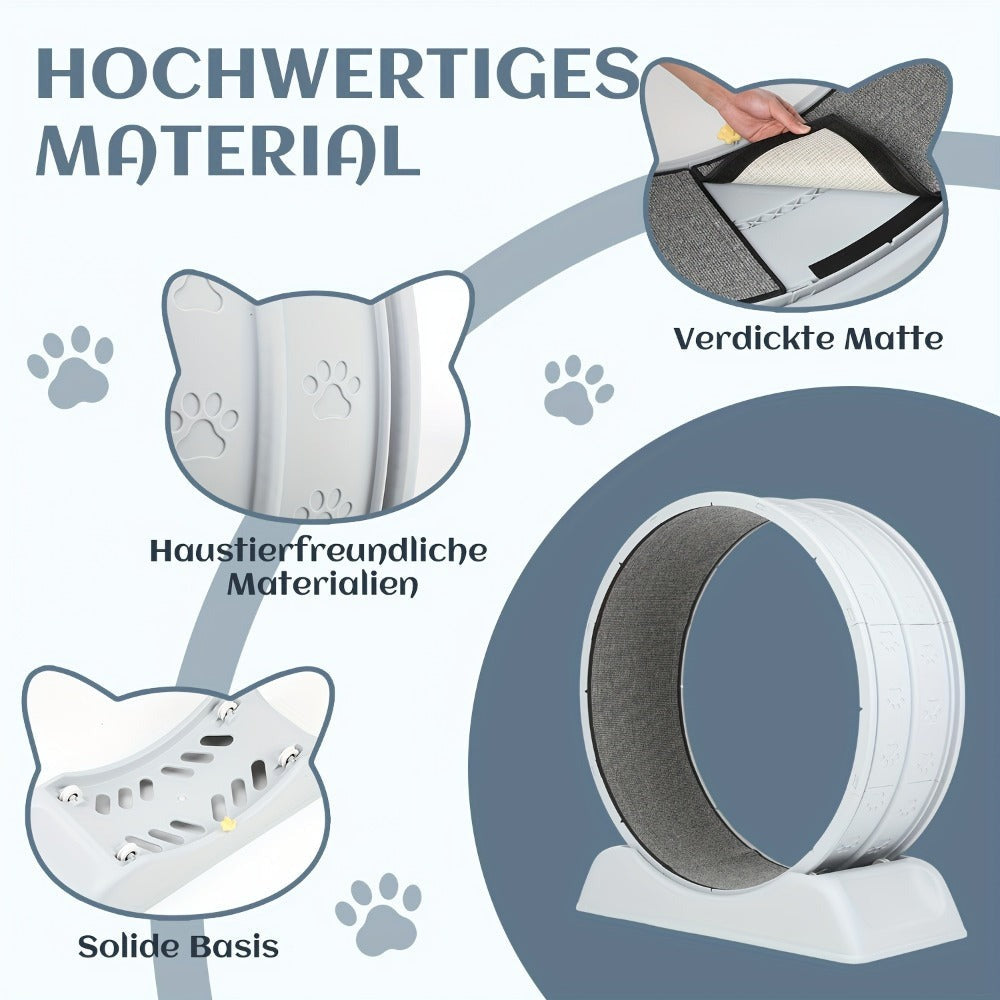 Rueda de ejercicio para gatos, trotamundos de 79 cm para gatos de interior, rueda de correr con pista alfombrada, fácil de instalar y para la salud y el fitness, adecuada para la mayoría de los gatos, rueda de plástico