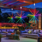 Luces colgantes de estrella explosiva, luces de fuegos artificiales, luces de hadas, luces de estrella explosiva, 114 LED, luces de meteorito, alimentadas por batería con control remoto, 84 modos de iluminación, operación adecuada para habitación de niña,