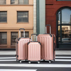 Un conjunto de tres maletas, incluyendo una maleta de mano de 20 pulgadas para viajes, con cerradura de contraseña y ruedas giratorias de 360 grados, que consta de tamaños mediano, grande y extra-grande