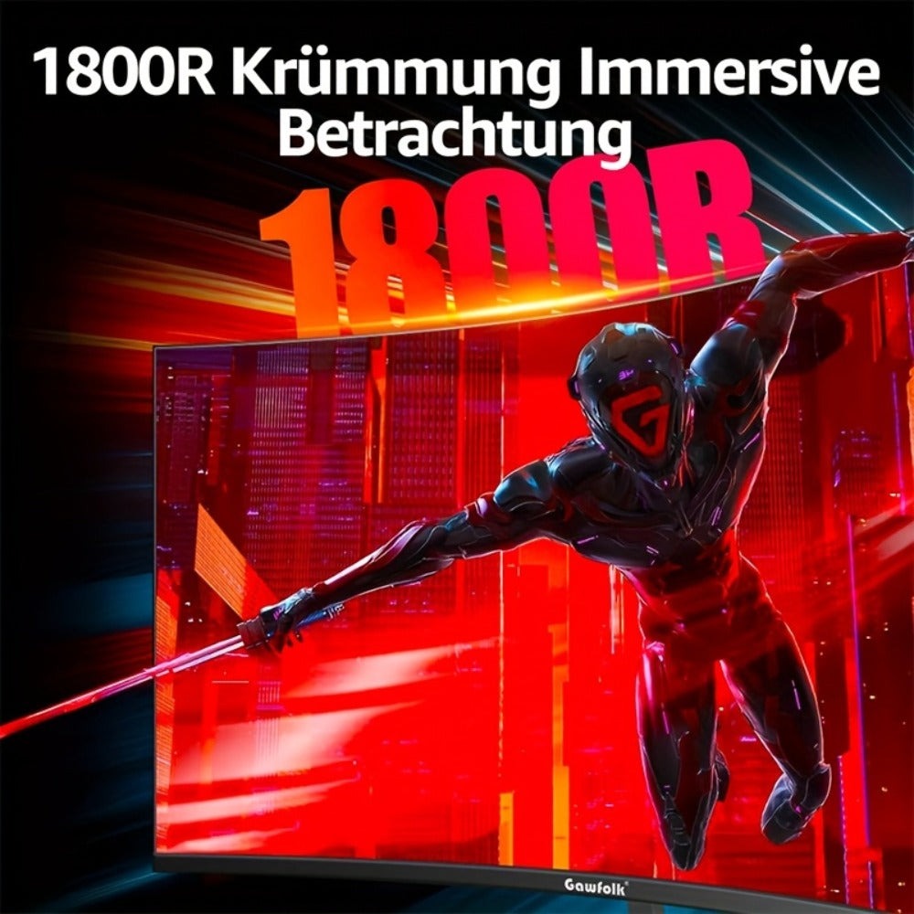 Monitor para juegos Gawfolk de 27 pulgadas, resolución 1080P (1920x1080), frecuencia de actualización ultrarrápida de 99Hz con altavoces integrados. Ideal para juegos y uso de oficina. Diseño de pantalla curva con puertos DisplayPort y HDTV. El regalo per