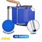 Silla Playa Plegable, Sillon Alto con Cojín, Reclinable, Altura del Asiento 29,5 cm, Asa de Transporte, Bolsillo para Movil y Bebida Textileno Resistente, Jardin, Camping, Hamaca