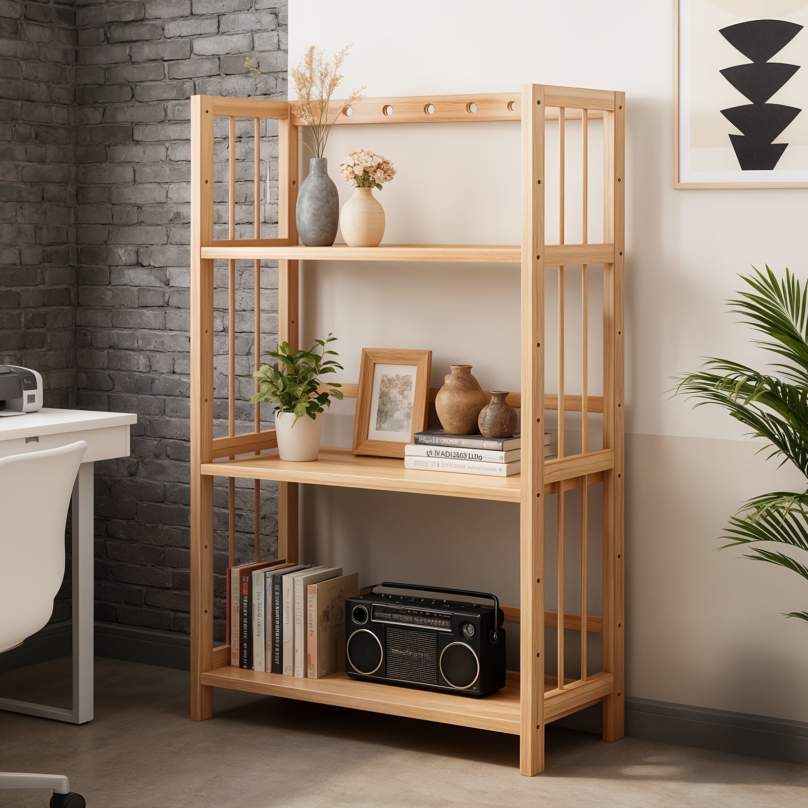 Estantería de Bambú de Gran Capacidad, Duradera, Fácil de Limpiar, Solución de Almacenamiento Multifuncional, Ideal para Hogar, Cocina, Dormitorio y Sala de Estar, Ahorra Espacio, Fácil Acceso, Estantería Práctica, Estantería de Pie