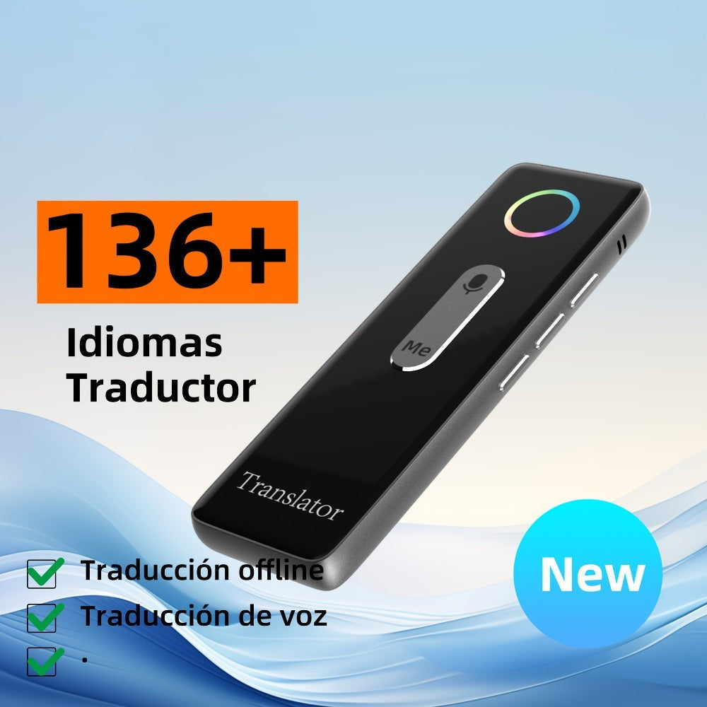 Gadget de traducción de idiomas compacto, traductor bidireccional instantáneo, aplicación de traducción de voz en línea, compatible con 136 idiomas, dispositivo de traducción altamente preciso para viajes, negocios y educación
