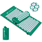 Aspria Set de Acupresión Verde 3/4 Piezas, Colchoneta de Acupresión y Almohada de Acupresión, para que te Relajes Cuerpo y Mente. Colchoneta de Acupresión Verde + Toalla Gruesa + Bolsa de Almacenamiento. MGY-S3-004