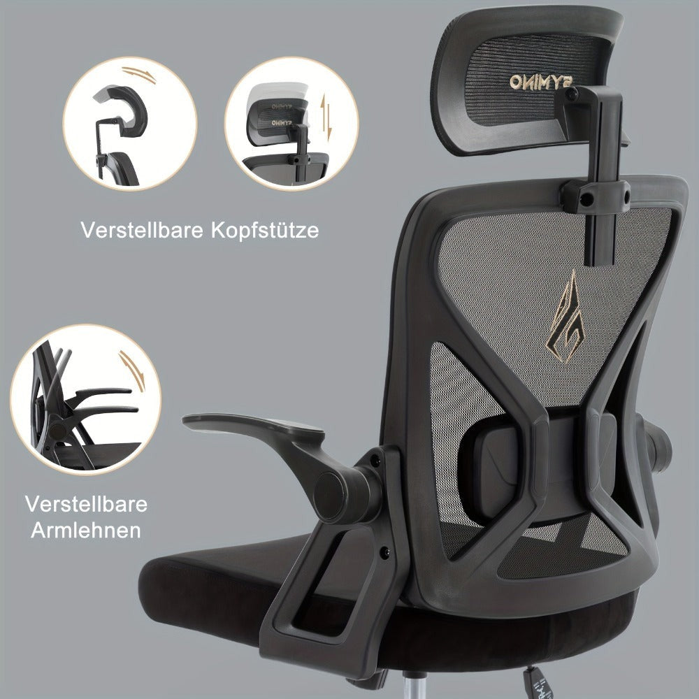 Silla de Oficina Ergonómica, Silla de Escritorio para el Hogar, Silla de Malla de Respaldo Alto con Profundidad de Asiento Ajustable, Silla de Computadora con Soporte Lumbar