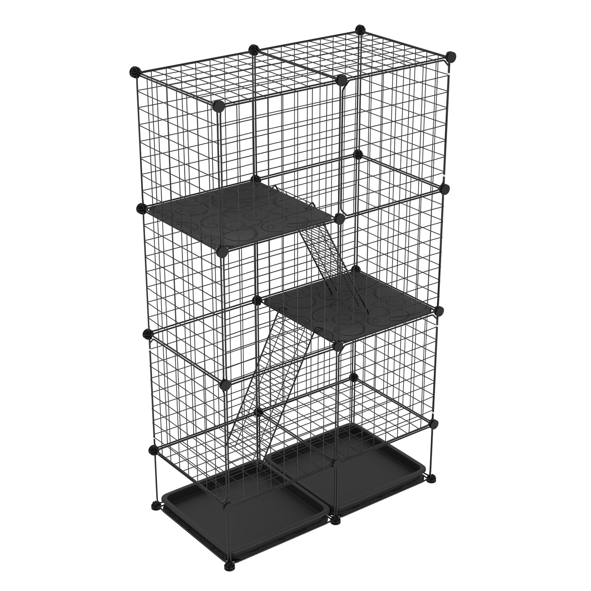 Recinto para mascotas | Corral para Gatos al Aire Libre de Bricolaje con Escalera de Alambre Metálico Denso para 1-2 Animales Pequeños