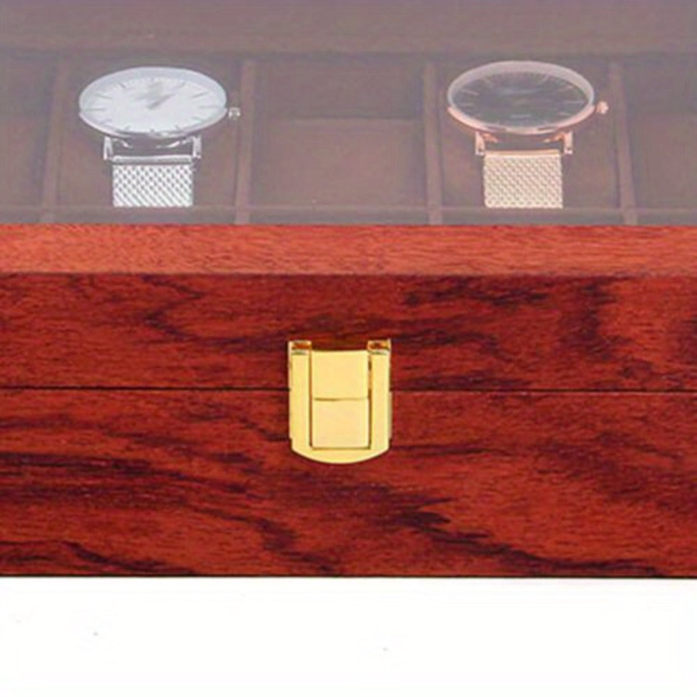 Reloj de joyería, caja de exhibición de madera, caja de almacenamiento de 10 ranuras, grano de roble, regalo.