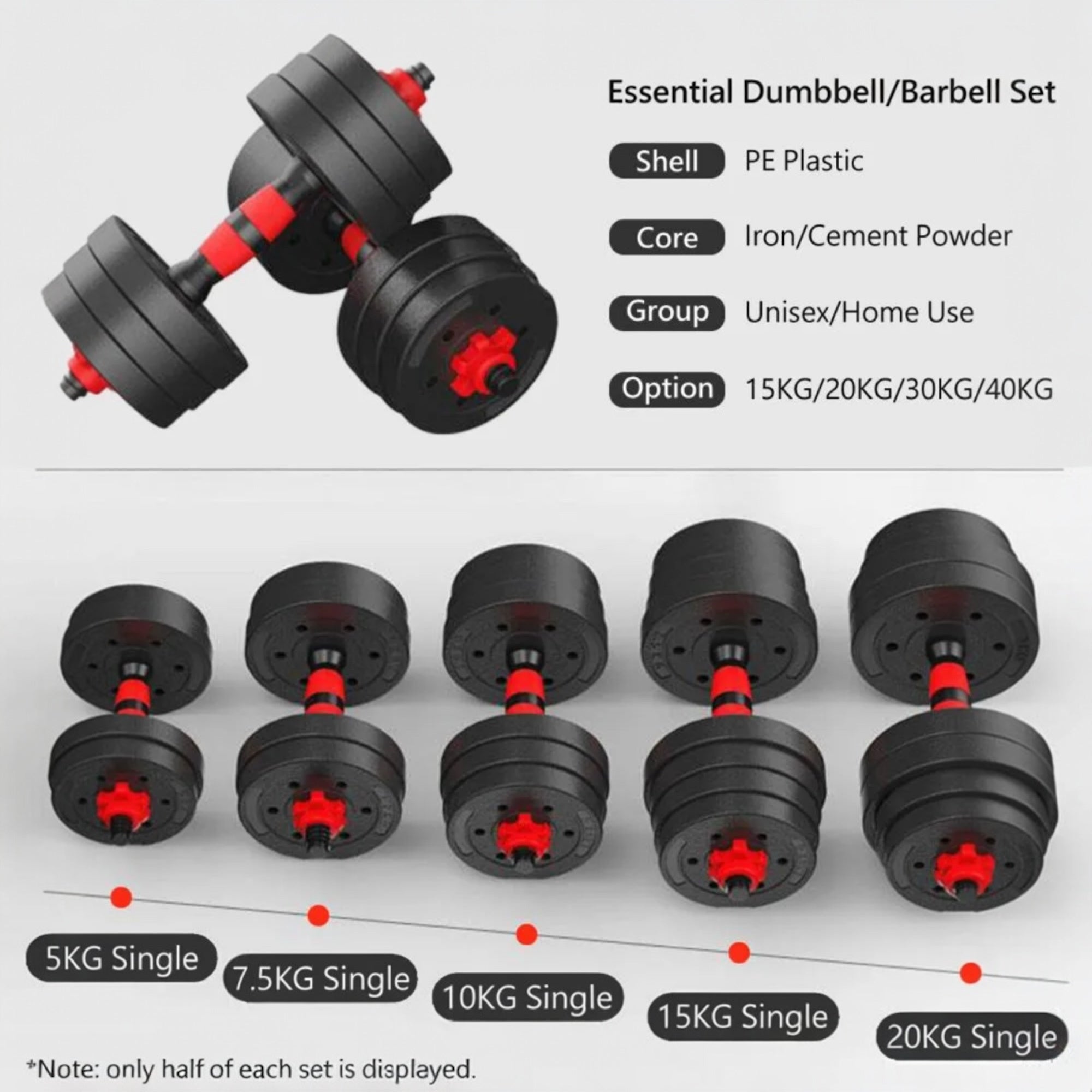 Conjunto de mancuernas ajustables 2 en 1, con barras, multifuncionales 10KG-15KG-20KG-30KG. Conjunto de pesas con conexión de barra combinable libremente, 10/15KG/20KG/30KG... Ajustable, mancuernas cortas y largas, cierres en forma de estrella y tubo de c