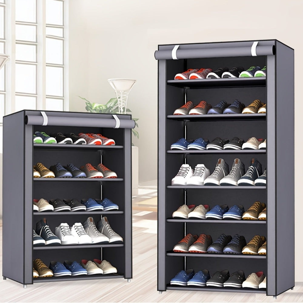 Organizador de Zapatos Resistente con Fácil Montaje - Construcción Robusta de Metal/Plástico, Diseño Vertical que Ahorra Espacio, Capacidad para 27-35 Pares (Tacones Altos, Botas, Zapatillas) - Zapatero Independiente para Entrada, Armario, Apartamento - N