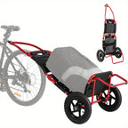 Remolque de carga para bicicleta, remolque 2 en 1 para bicicleta, carrito de compras, carretilla, marco de acero de aleación, ligero y plegable con neumáticos de aire de 30 cm, capacidad de carga de 20 kg