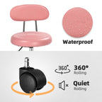 Taburete de salón redondo con ruedas y respaldo, taburete giratorio de salón de altura ajustable con ruedas y asiento suave para spa, salón de dibujo, tatuaje