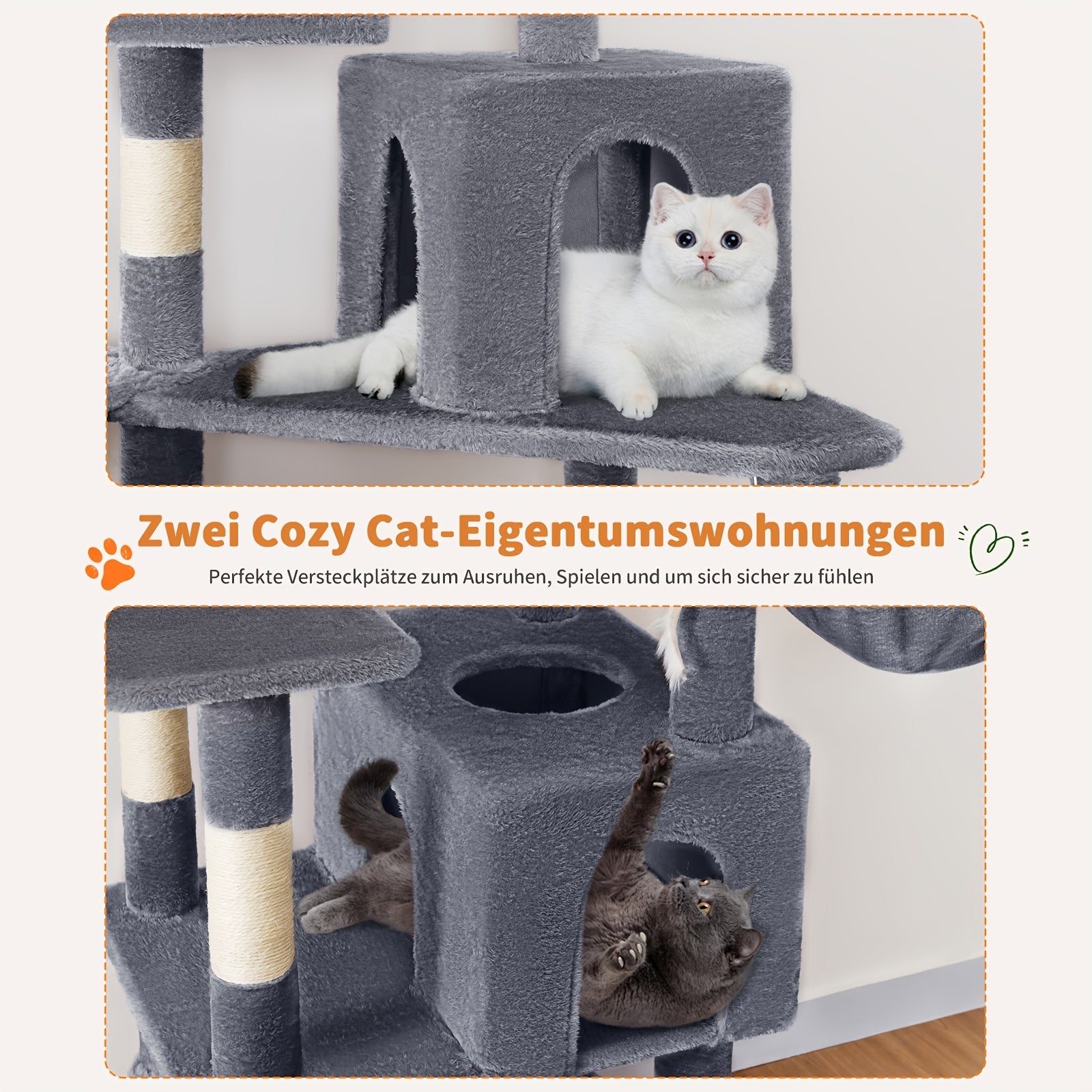 Rascador para gatos | AMHANCIBLE Árbol para gatos enorme, 180 cm, para gatos grandes adultos de interior, torre para gatos con 8 postes