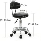 Taburete de oficina Bonnlo | Rodante, giro de 360°, altura ajustable, material de PVC, forma redonda, respaldo negro para estudio de uñas, salón de belleza, spas y oficinas
