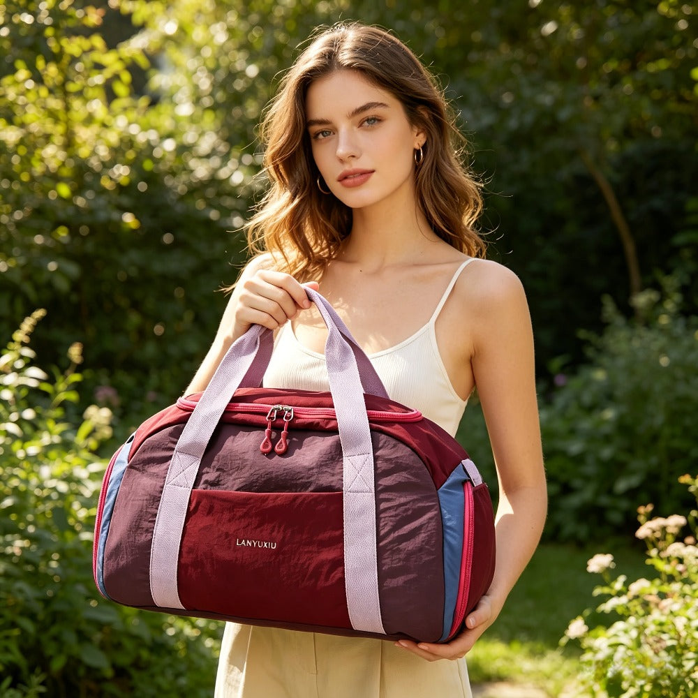 Bolsa de viaje deportiva de gran capacidad, estilo minimalista, tela resistente al desgarro, diseño de separación para seco y húmedo, compartimento principal espacioso, compartimento independiente para zapatos, adecuada para deportes al aire libre, fitnes