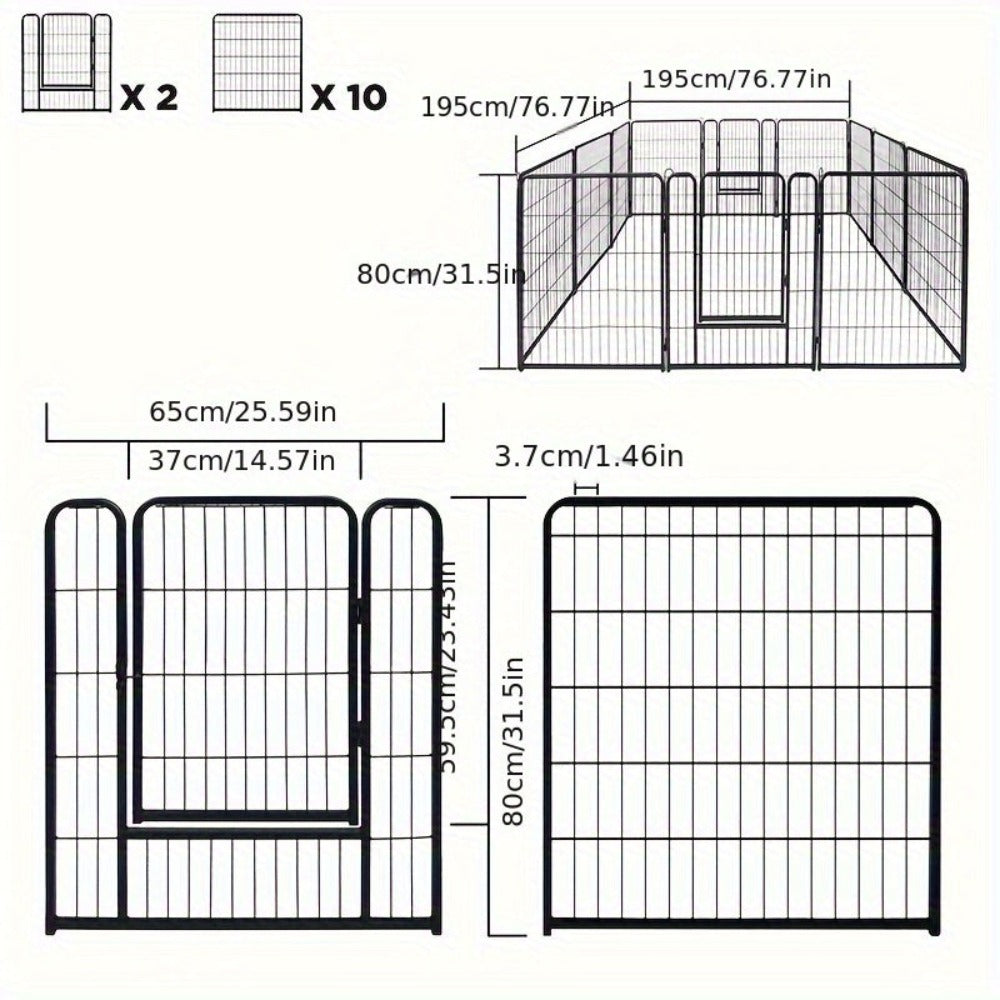 Parque de juegos para cachorros, recinto exterior de 6/8/12/16 piezas, corral para perros, 80 x 65 cm, plegable, resistente a la intemperie, para uso interior/exterior