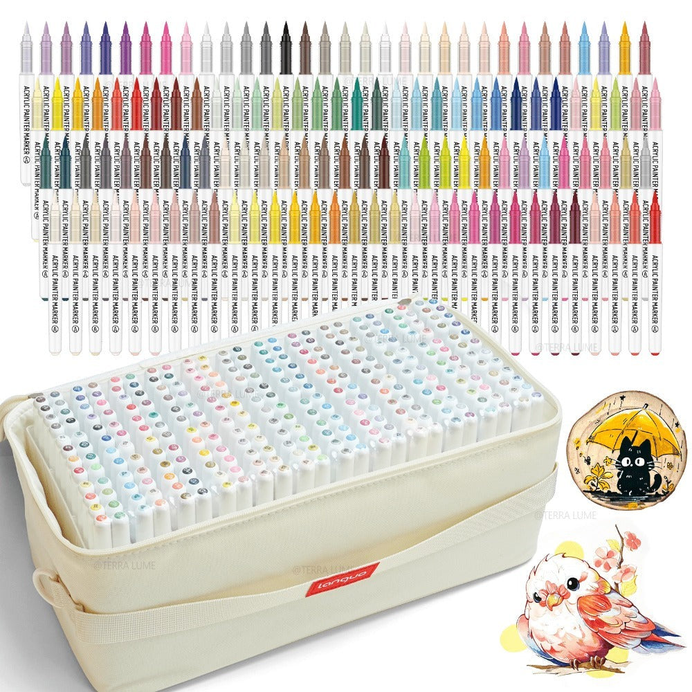 288 Colores LANGUO Marcadores de Pintura Acrílica Líquida - Tinta a Base de Agua, Rotuladores de Pintura Instantánea Adecuados para Cerámica, Vidrio, Arte DIY, Caligrafía, Material Escolar y Libros para Colorear