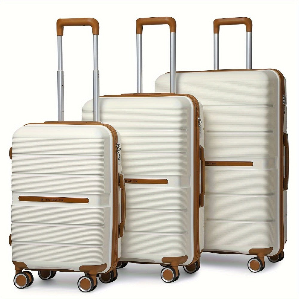 Maleta de Cabina Ligera de Polipropileno de 20/24/28 Pulgadas con Cerradura TSA, Ruedas Giratorias de 4 Ruedas, Adecuada para Viajes Aéreos y Equipaje de Avión