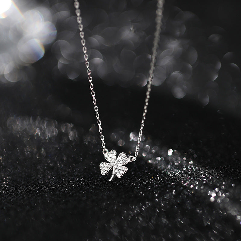 Cadena de Plata 925 para Mujeres con Colgante de Trébol de Cuatro Hojas, Longitud Ajustable de 40 a 60 cm, Cadena Duradera y Resistente como Amuleto de la Suerte, Regalo para Mujeres en San Valentín o Cumpleaños