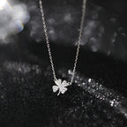 Cadena de Plata 925 para Mujeres con Colgante de Trébol de Cuatro Hojas, Longitud Ajustable de 40 a 60 cm, Cadena Duradera y Resistente como Amuleto de la Suerte, Regalo para Mujeres en San Valentín o Cumpleaños