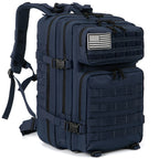 Mochila táctica azul de 45L, diseñada para deportes, ideal para senderismo al aire libre con sistema MOLLE, perfecta para escalada y trekking, bolsa de emergencia de 3 días, lavable a mano, ideal para viajes