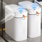 Cubo de Basura Inteligente con Sensor para Baño y Tapa Automática, Contenedor de Basura Sin Manos para Baño con 30 Bolsas, Cesto de Basura Delgado Blanco de 10L para Ahorrar Espacio, para Cocina, Dormitorio, Oficina, RV, Cubos de Basura Perfectos para Bañ