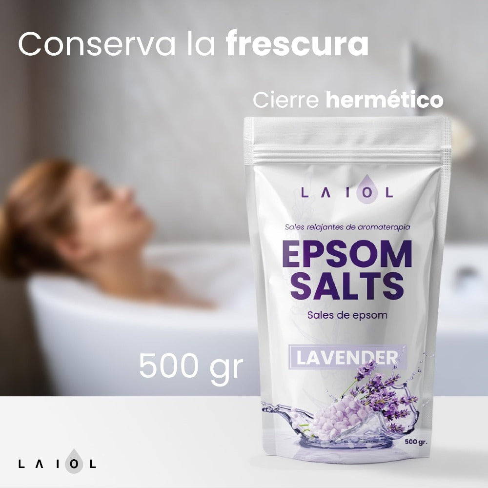 Sales de Epsom para Baño y Pediluvio 500g, Sulfato de Magnesio de Alta Pureza, Disolución Rápida, Ideal para Bañera, Spa en Casa, Cuidado Personal y Rutina de Bienestar Diario