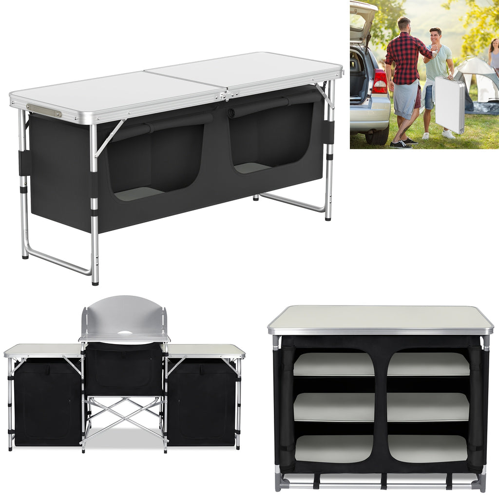 Cocina de Camping Plegable con Marco de Aluminio y Bolsa de Transporte, Gabinete Móvil para Exteriores, Cocina de Viaje, Caja de Cocina, Gabinete para Tienda de Campaña