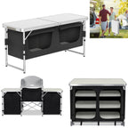 Cocina de Camping Plegable con Marco de Aluminio y Bolsa de Transporte, Gabinete Móvil para Exteriores, Cocina de Viaje, Caja de Cocina, Gabinete para Tienda de Campaña