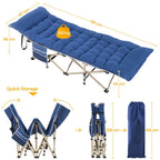 Cama de camping plegable con colchón, tumbona de jardín, cama de invitados con bolsillo lateral y bolsa de transporte para vacaciones en el jardín, oficina, interior y exterior.