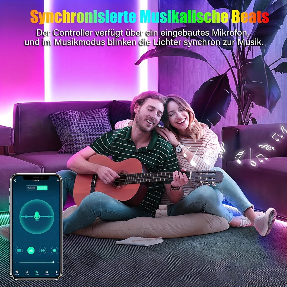 Tira LED | Tiras de luces LED inteligentes de 10M/15M/20M/30M con control remoto de 44 teclas, sincronización de música RGB y cambio de color, 20