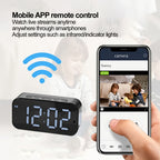 Cámara despertador Wifi 1080P con detección de movimiento, visualización remota y grabación en bucle, incluye tarjeta SD de 16GB, alertas ricas, cámara de vigilancia HD para el hogar, cámara de monitoreo segura adecuada para tu hogar, oficina o mascota