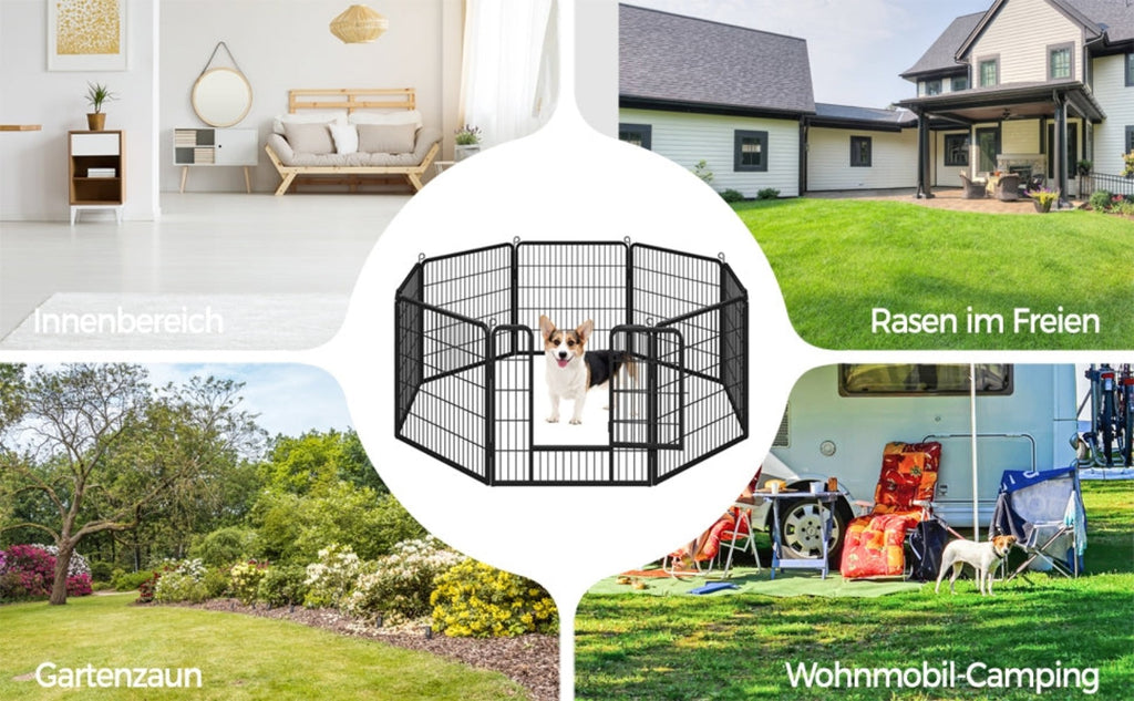 Costoffs Jaula para Perros de 80 x 60 cm con Puerta y Anillos para Piso, Ideal para Uso Interior y Exterior