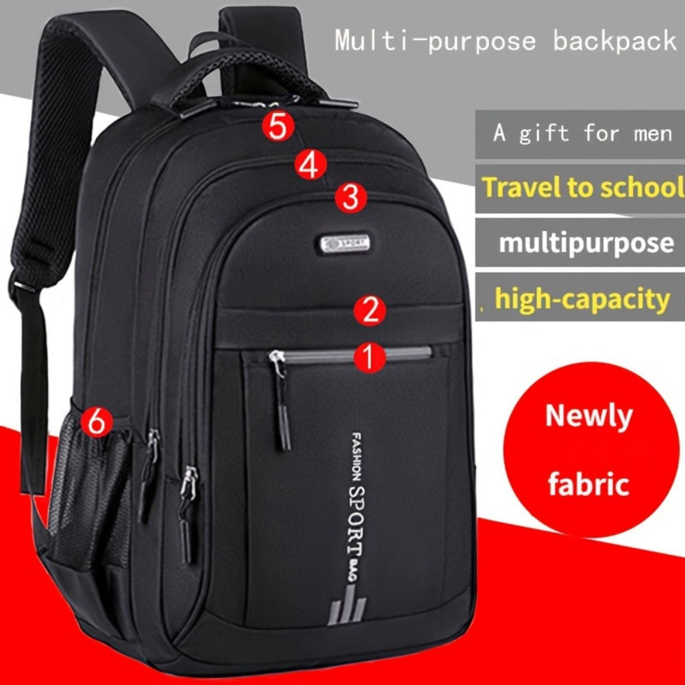 Mochila de Viaje de Gran Capacidad para Hombres - Nylon Duradero, Correas Ajustables, Bolso de Negocios y Escuela con Múltiples Compartimentos, , Mochila para Viajar