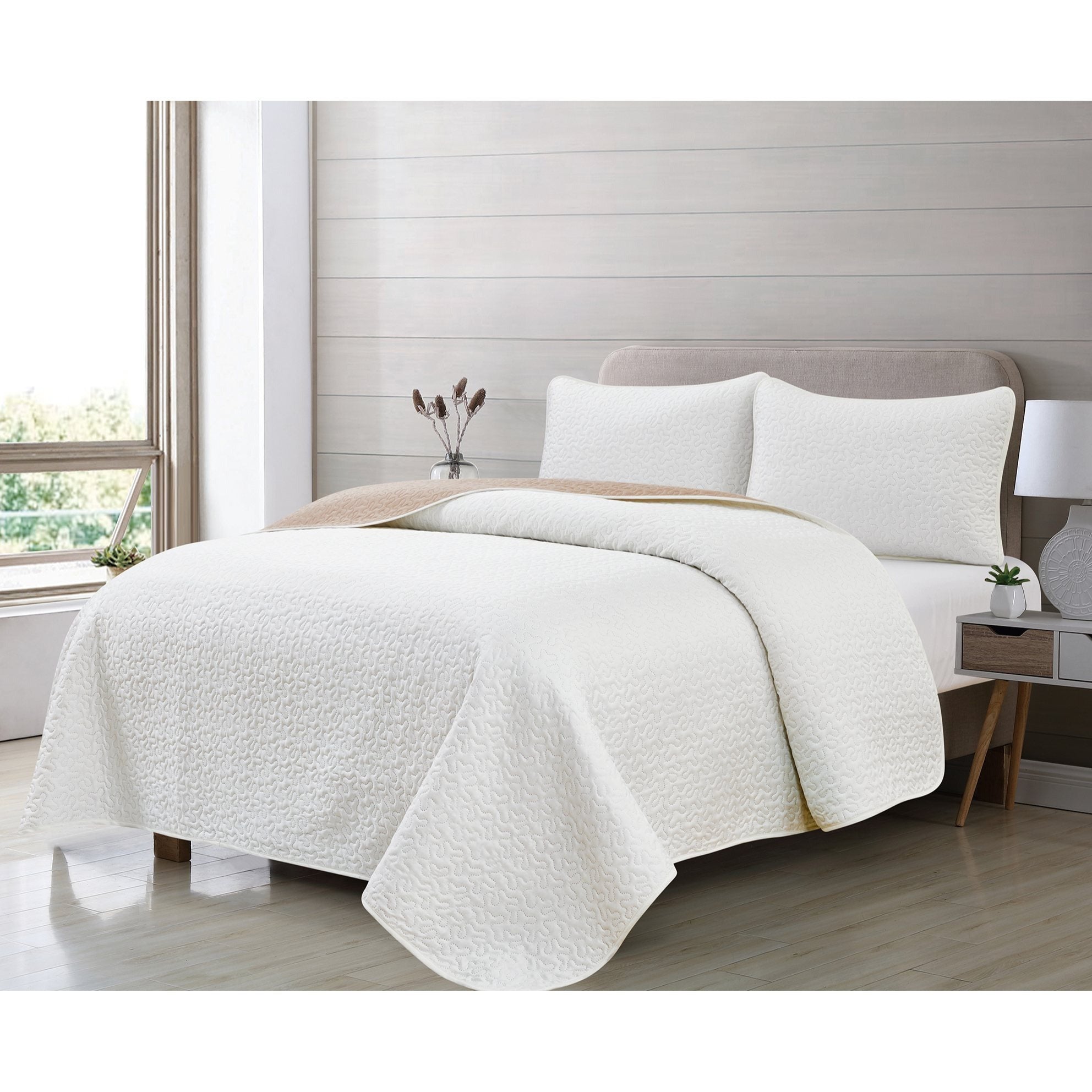Colcha Bouti Reversible Tacto suave Calidad superior Ligera de Verano - Cubrecama con Relieve Geométrico Termosellado, Estilo Moderno y Suave (Solo Colcha No incluye fundas)