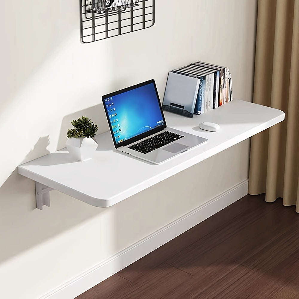 Escritorio Flotante de Pared 60x30 cm / 60x30 cm, Ahorro de Espacio con Estructura de Metal Resistente y Recubrimiento en Polvo Blanco - Escritorio de Computadora con Tapa Abatible, Ideal para Espacios Pequeños, Dormitorio, Esquina de Cocina, Oficina en C